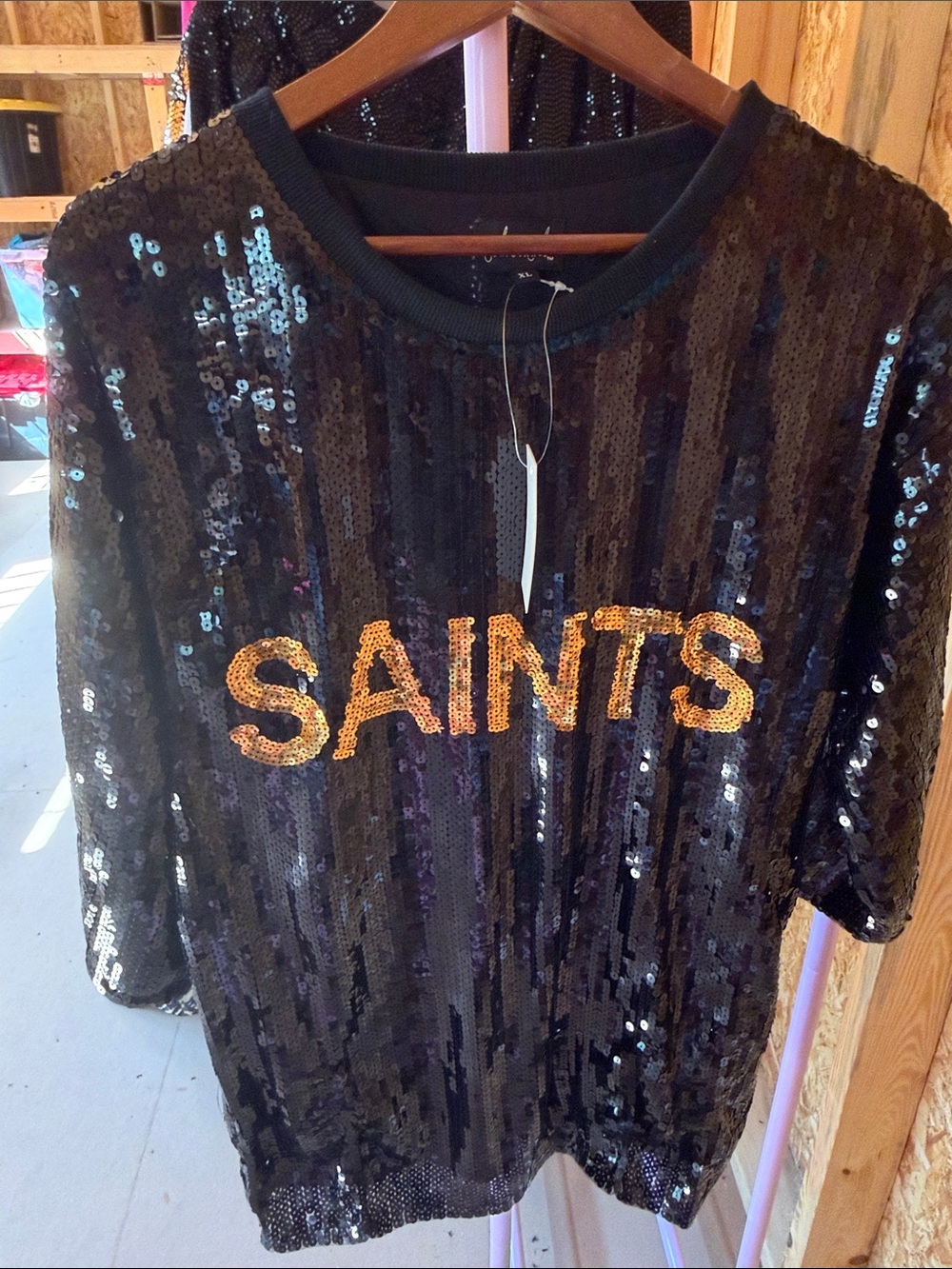 NWT girlie girl originals sequin black saints top xl